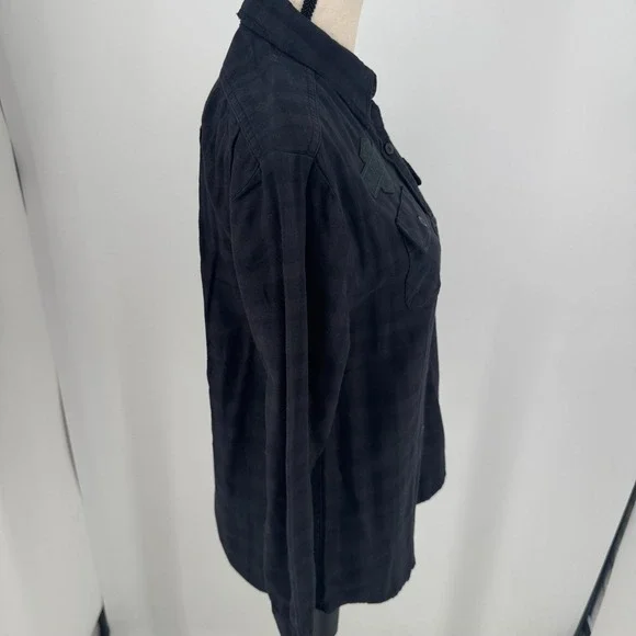 NEW Harley Davidson Plaid Flannel Shirt WOMENS Black‎ Button Close Long Sleeve S - Picture 6 of 10